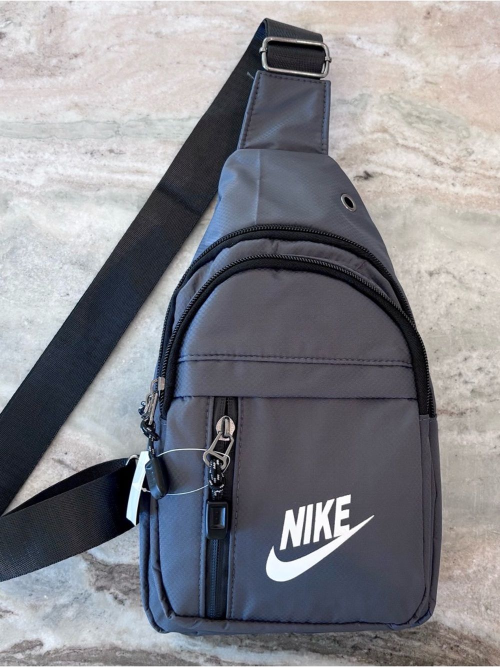 NWT Nike Sling Bag Backpack Carry On Shoulder School Bag Black & Grey